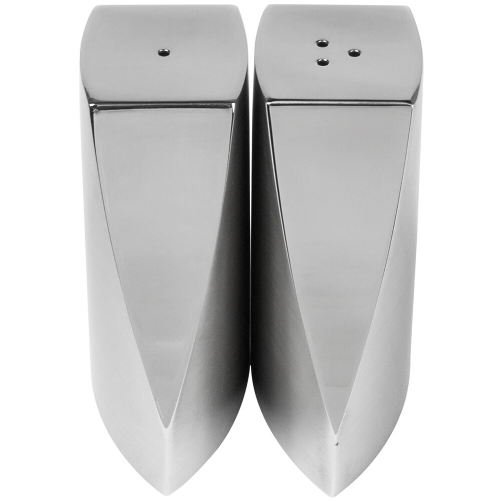 American Metalcraft SPDX22 3.2 oz. Stainless Steel Wedge Salt and Pepper Shaker Set - 12/Case