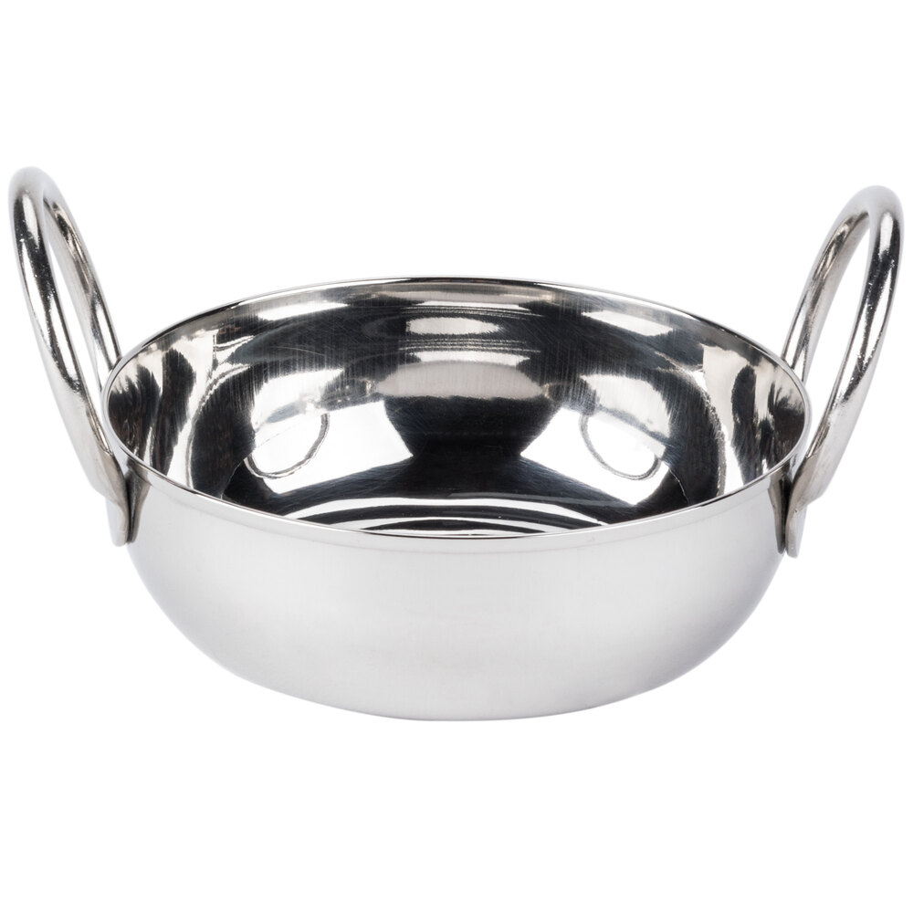 American Metalcraft BD35 10 oz. Stainless Steel Balti Dish - 4 1/4" x 1 3/8"