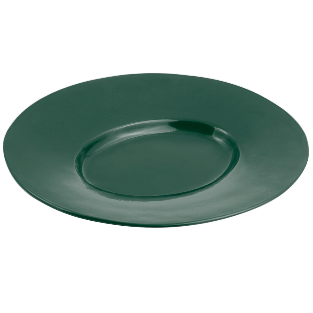Bon Chef 2090 19" x 16" Hunter Green Sandstone Finish Cast Aluminum Wide Rim Platter