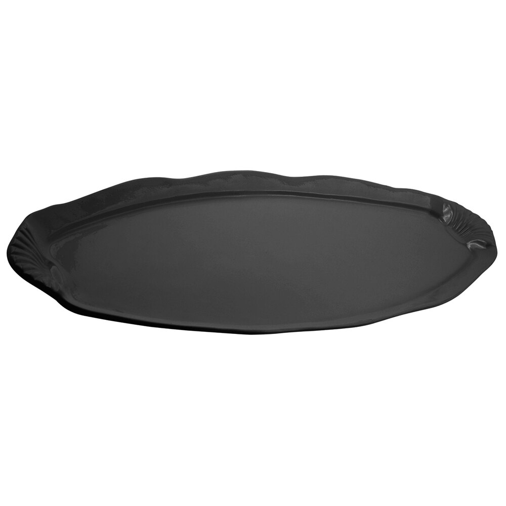 Bon Chef 2065 28" x 12" Black Sandstone Finish Cast Aluminum Shell and Fish Platter