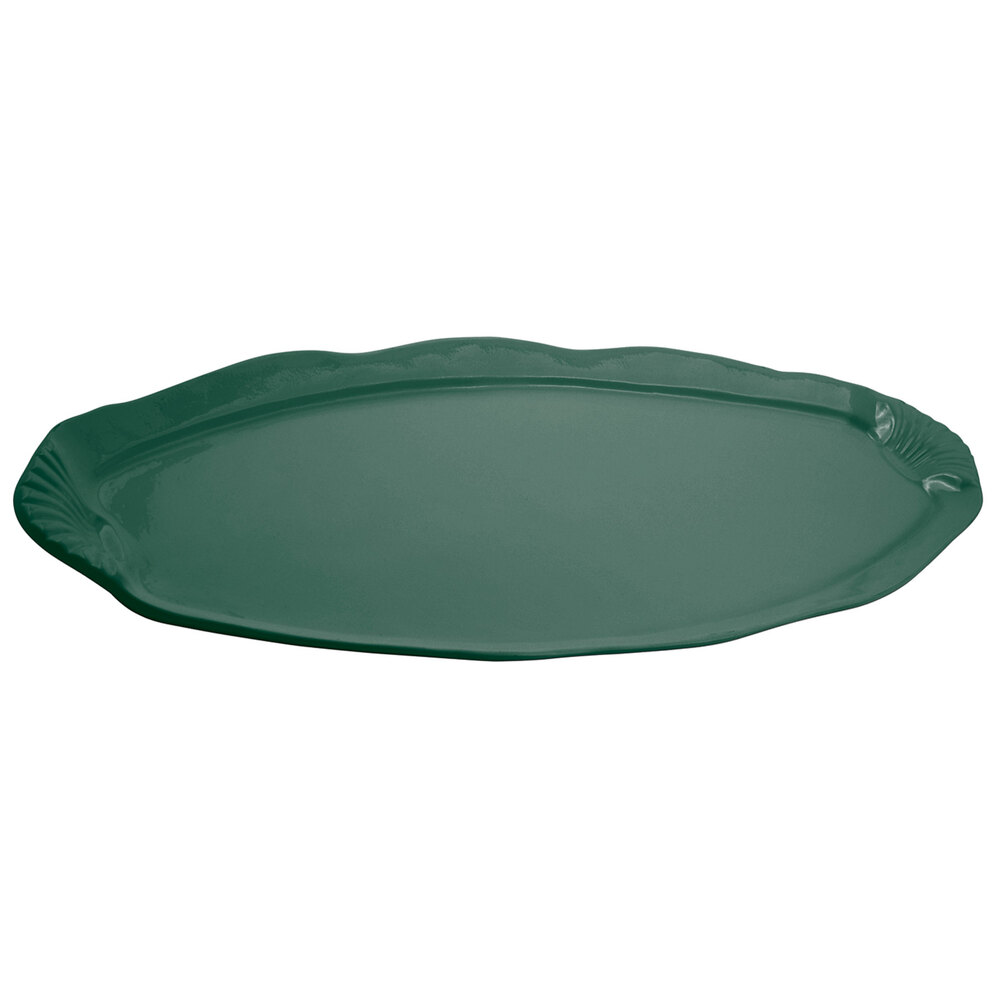 Bon Chef 2065 28" x 12" Hunter Green Sandstone Finish Cast Aluminum Shell and Fish Platter