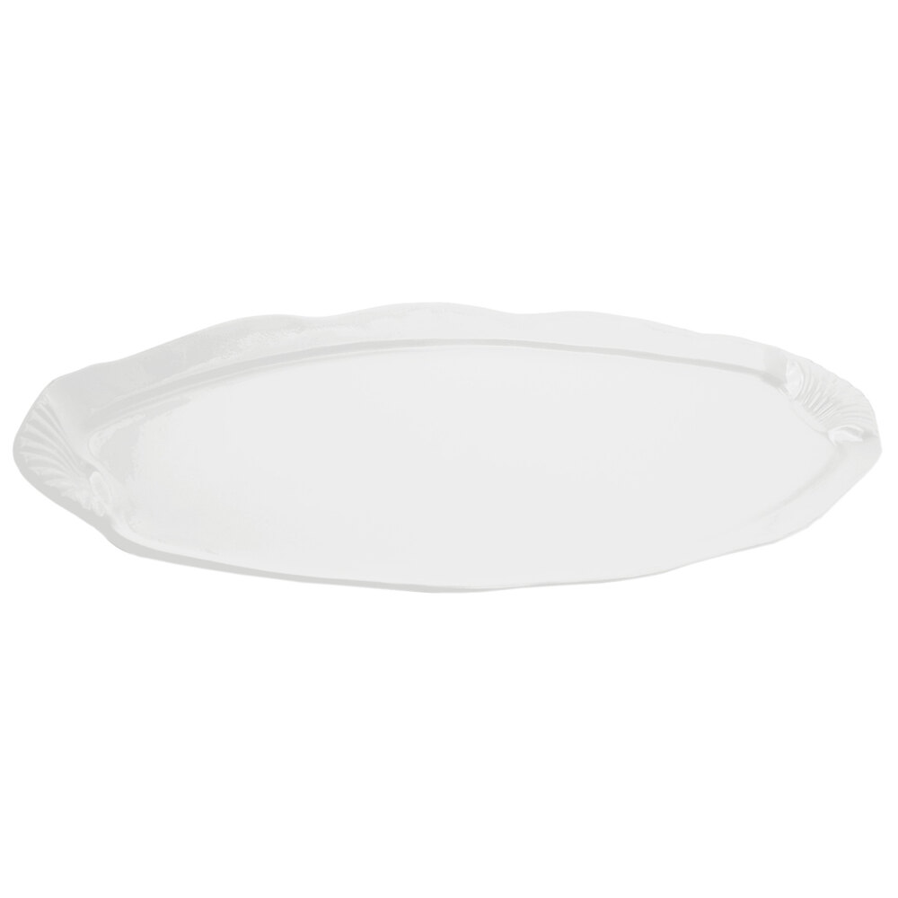 Bon Chef 2065 28" x 12" White Sandstone Finish Cast Aluminum Shell and Fish Platter