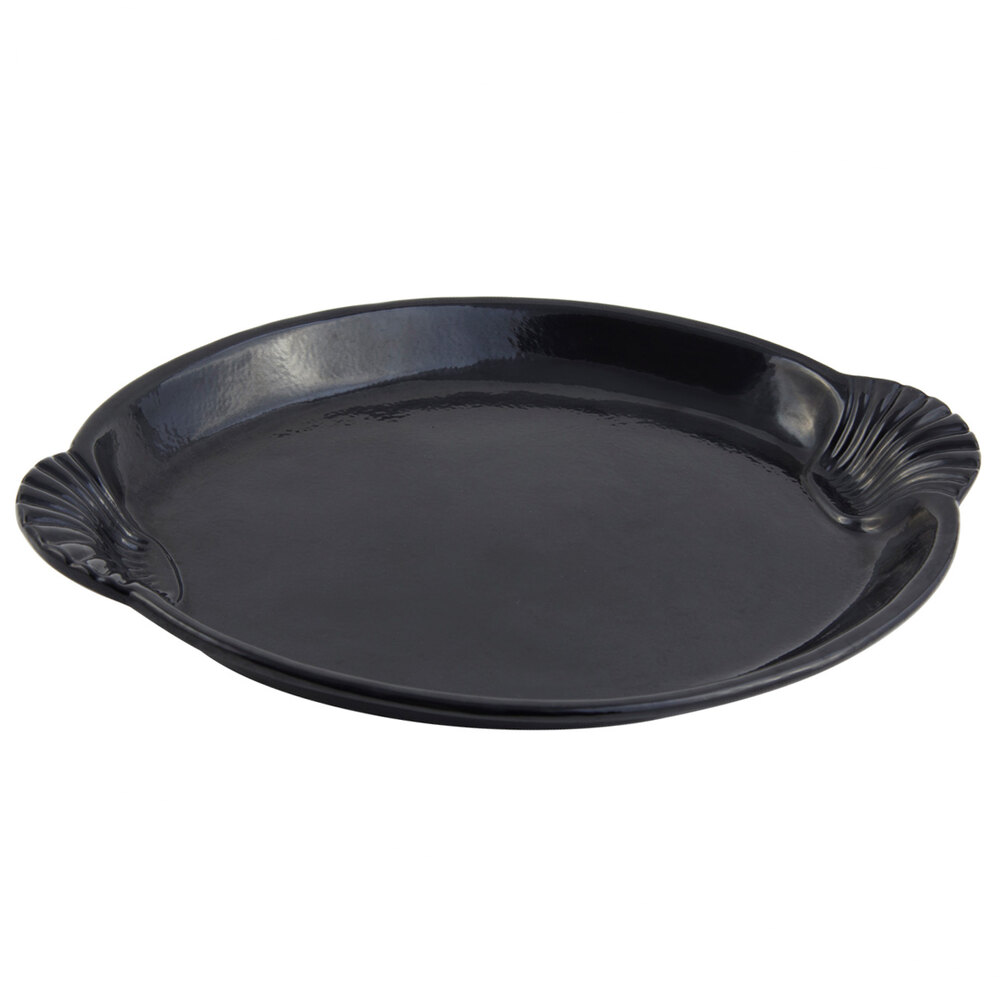 Bon Chef 2073 20" x 14" Black Sandstone Finish Cast Aluminum Shell and Fish Platter