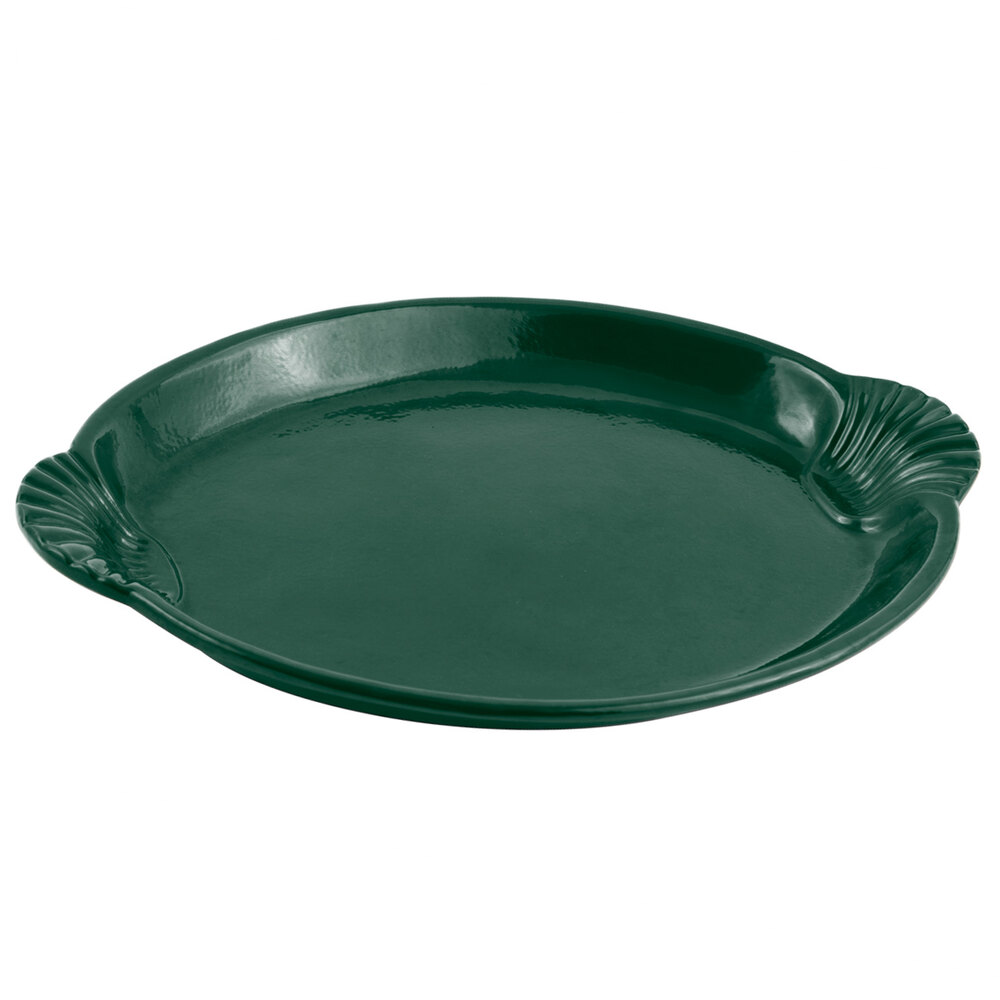 Bon Chef 2073 20" x 14" Hunter Green Sandstone Finish Cast Aluminum Shell and Fish Platter