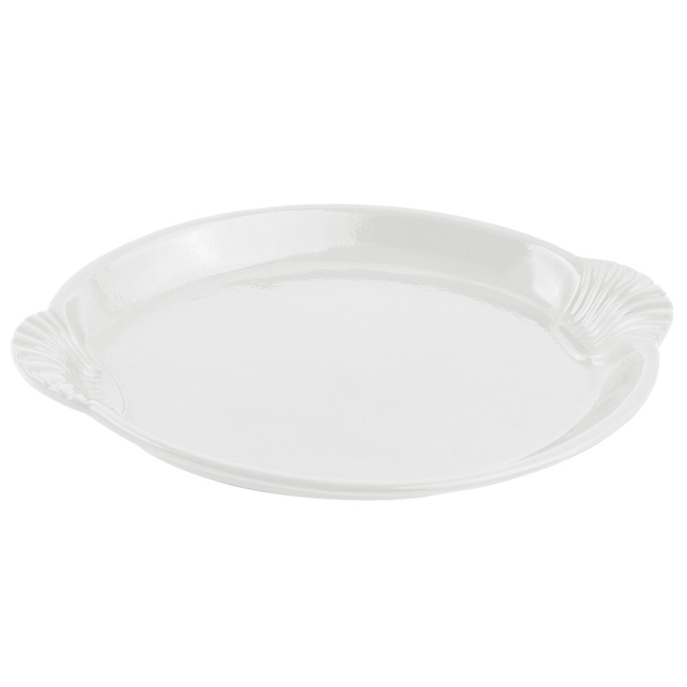 Bon Chef 2073 20" x 14" White Sandstone Finish Cast Aluminum Shell and Fish Platter