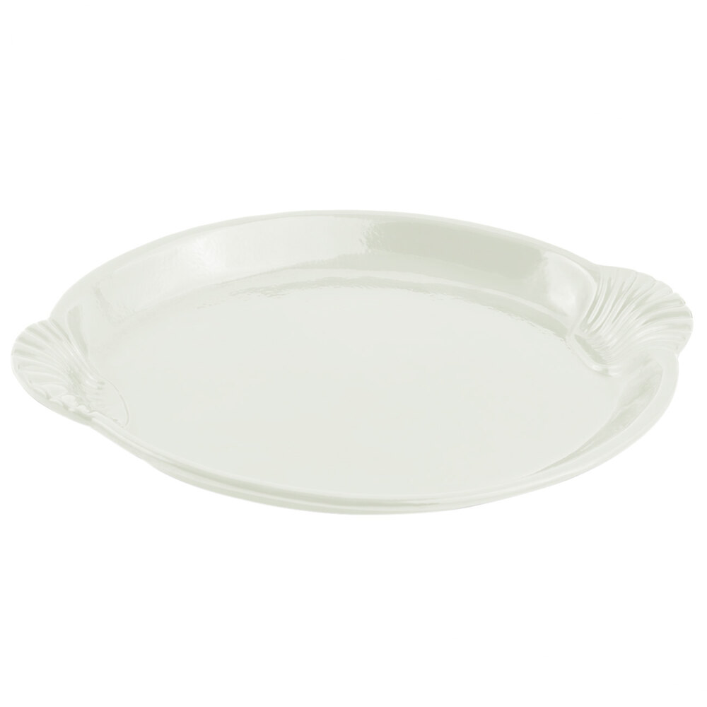 Bon Chef 2073 20" x 14" Ivory Sandstone Finish Cast Aluminum Shell and Fish Platter
