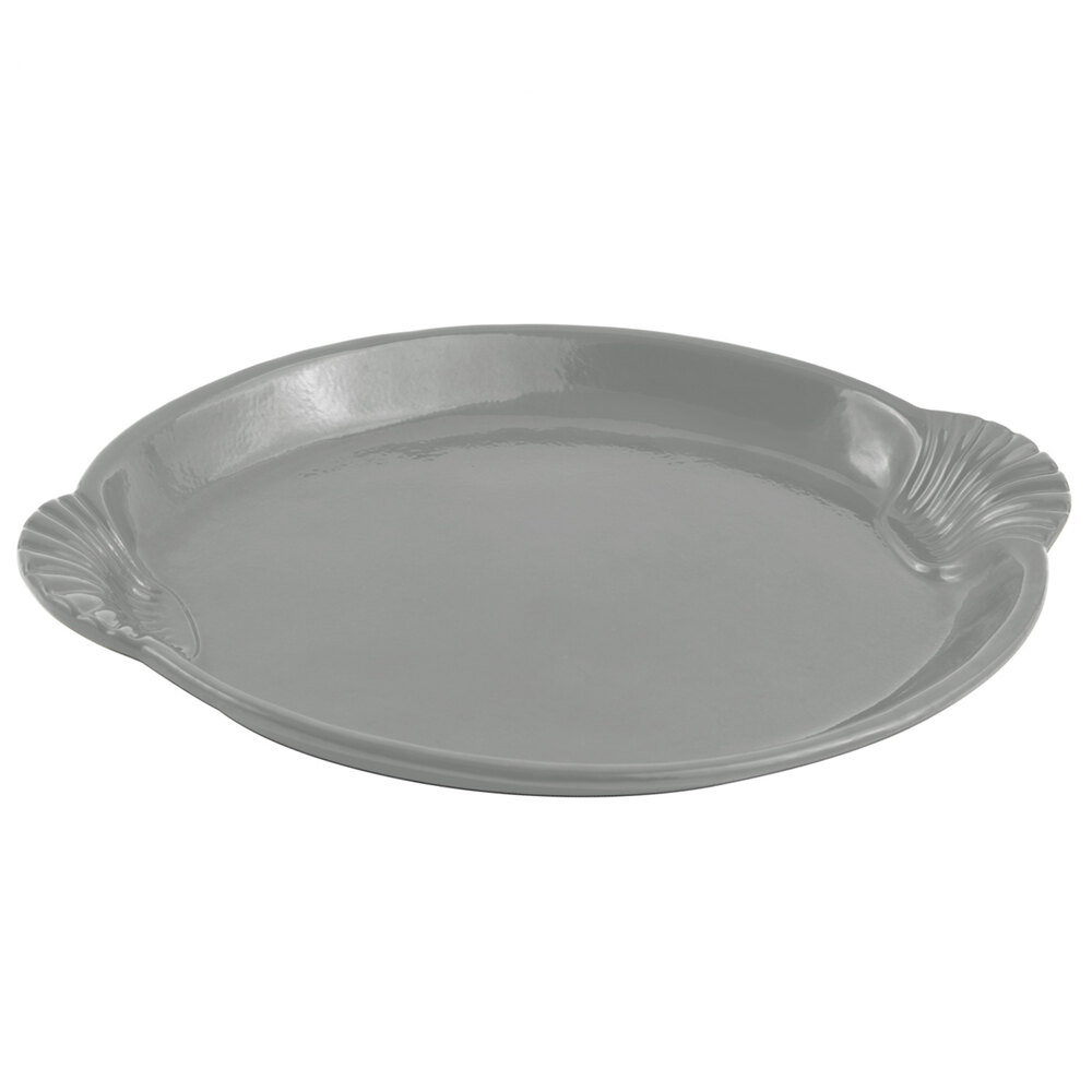 Bon Chef 2073 20" x 14" Platinum Gray Sandstone Finish Cast Aluminum Shell and Fish Platter