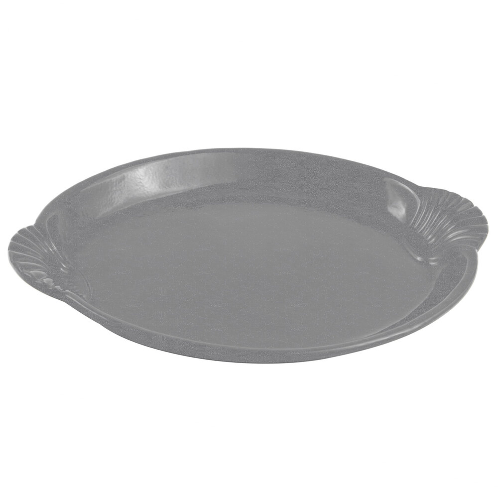 Bon Chef 2073 20" x 14" Smoke Gray Sandstone Finish Cast Aluminum Shell and Fish Platter