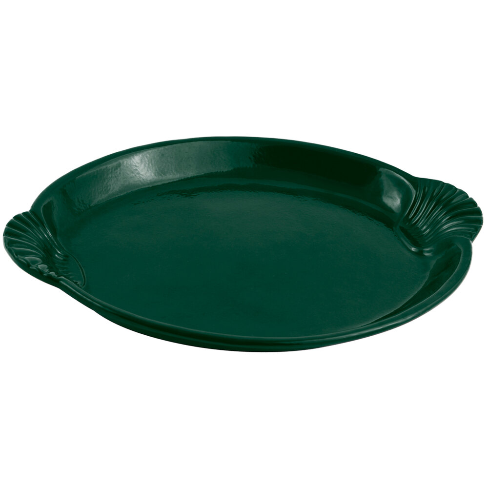 Bon Chef 2072 12" x 17" Hunter Green Sandstone Finish Cast Aluminum Shell and Fish Platter