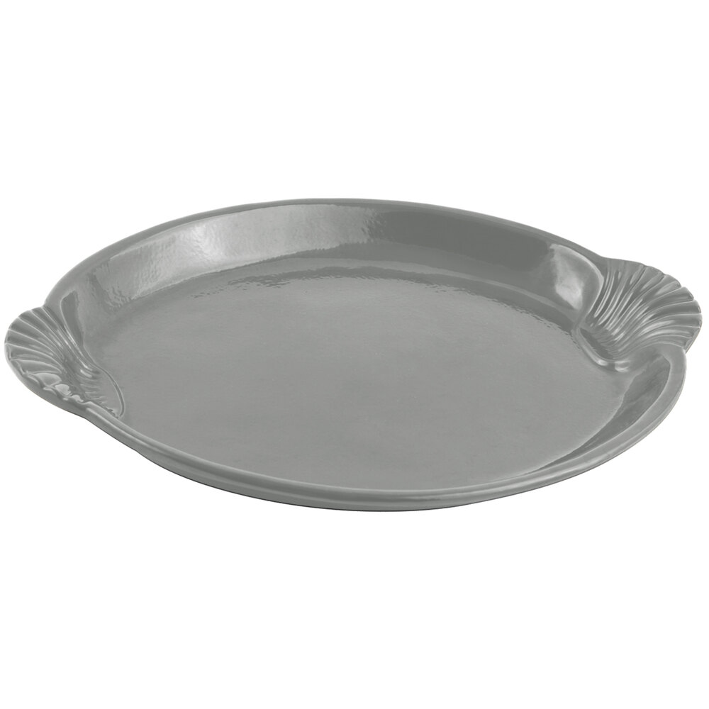 Bon Chef 2072 12" x 17" Platinum Gray Sandstone Finish Cast Aluminum Shell and Fish Platter