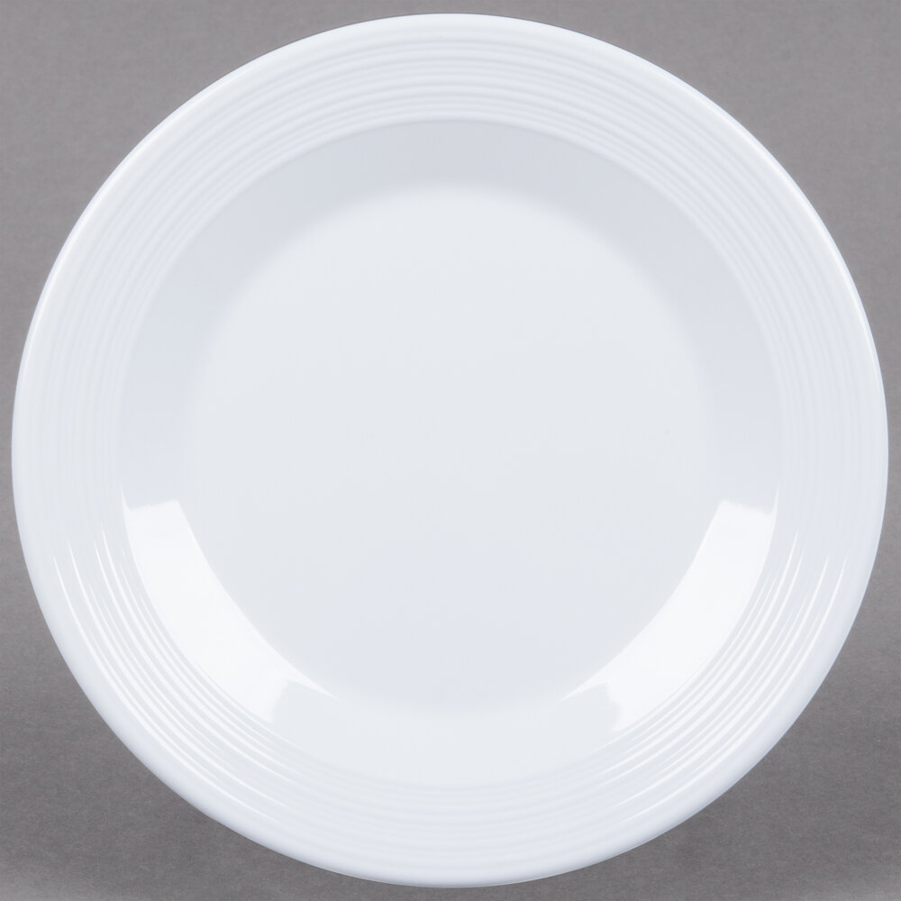GET PT-6-MN-W Minski 6 1/2" White Melamine Textured Rim Plate - 48/Case
