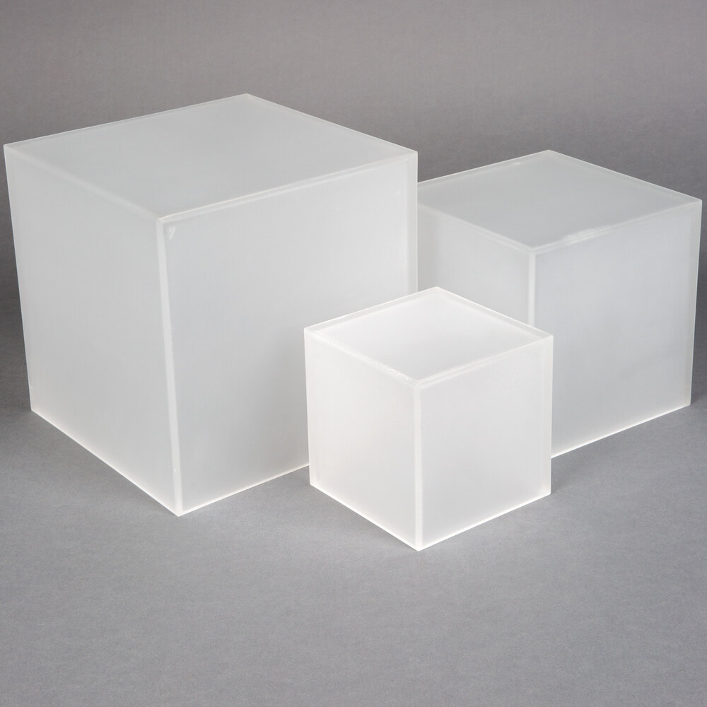 American Metalcraft AC579 Set of Three Frosted Acrylic Cube Risers