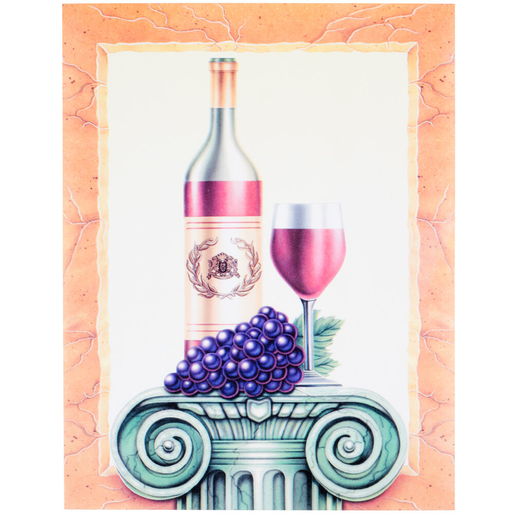 Choice 8 1/2" x 11" Menu Paper - Wine Themed Column Design Cover - 100/Pack