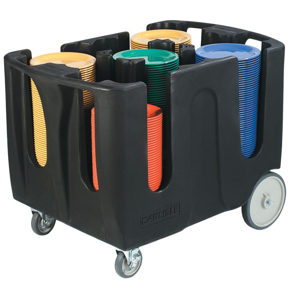 Carlisle ADD403 Black Optimizer Adjustable 5 Stack Dish Dolly with 4 Dividers