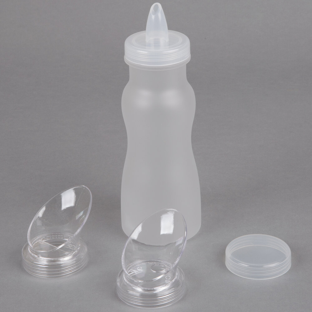 GET SDB-16 16 oz. Frosted Polycarbonate Salad Dressing / Juice Bottle and Lid Set