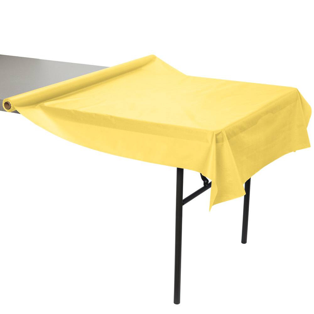 Creative Converting 013014 100' Mimosa Yellow Disposable Plastic Table Cover