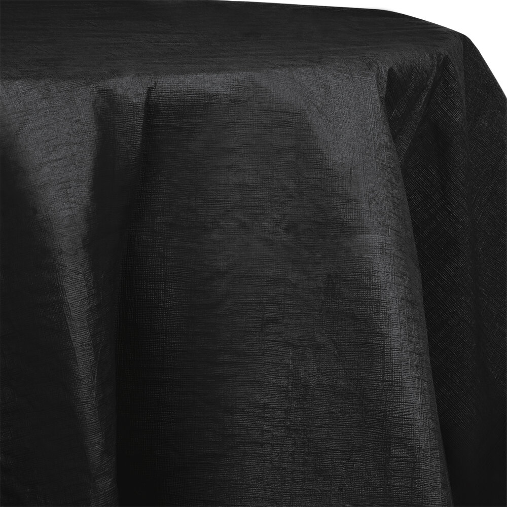 Creative Converting 923260 82" Black Velvet OctyRound Tissue / Poly Table Cover - 12/Case