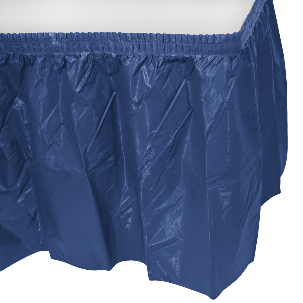 Creative Converting 10036 14' x 29" Navy Blue Plastic Table Skirt