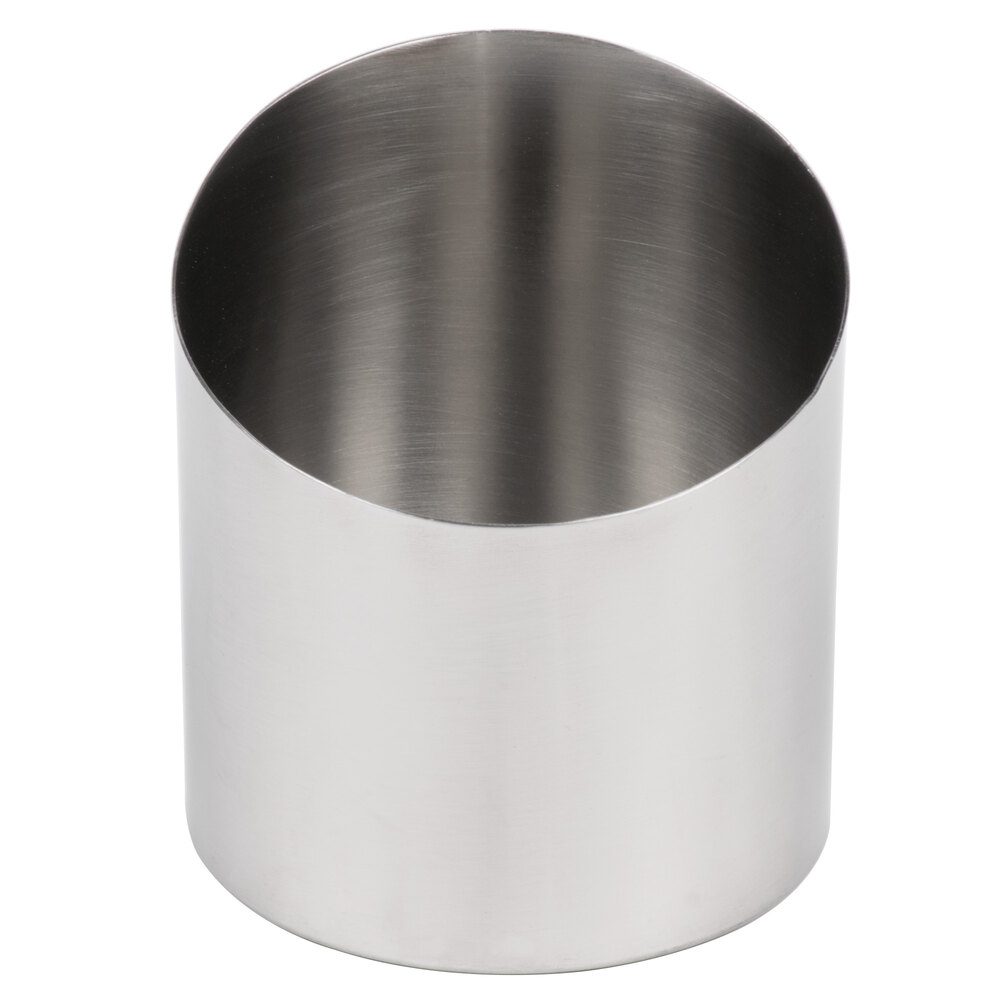 Tablecraft R44 4" Brushed Stainless Steel Angled French Fry Cup