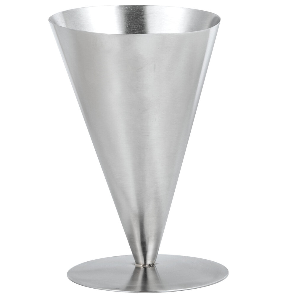 Tablecraft R57 7" Brushed Stainless Steel Footed French Fry Cone