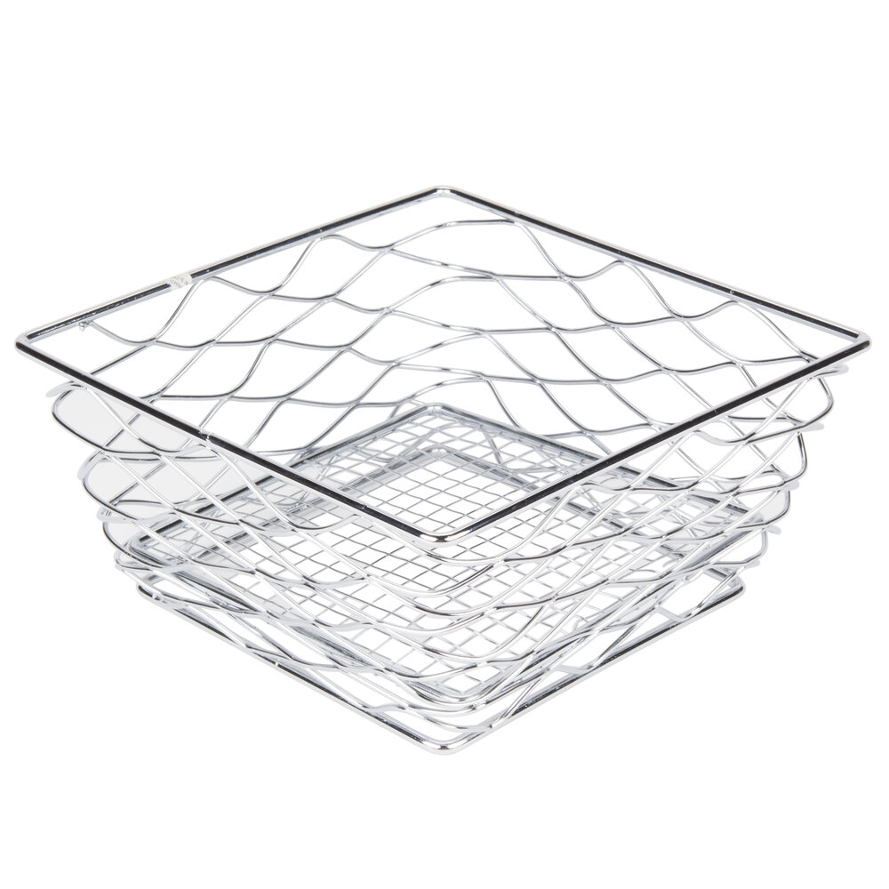 American Metalcraft BNRB68C Square Birdnest Chrome Basket / Riser - 8" x 8" x 4"