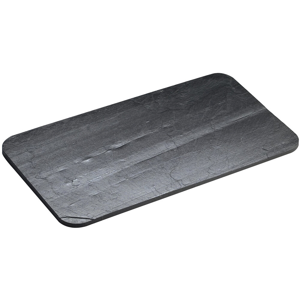 Cal-Mil 1522-712-65 7" x 12" Black Rectangular Slate Serving / Display Stone