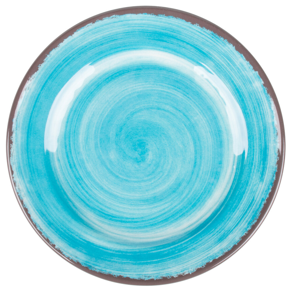 Carlisle 5400715 Mingle 7" Aqua Round Melamine Plates - 12/Case