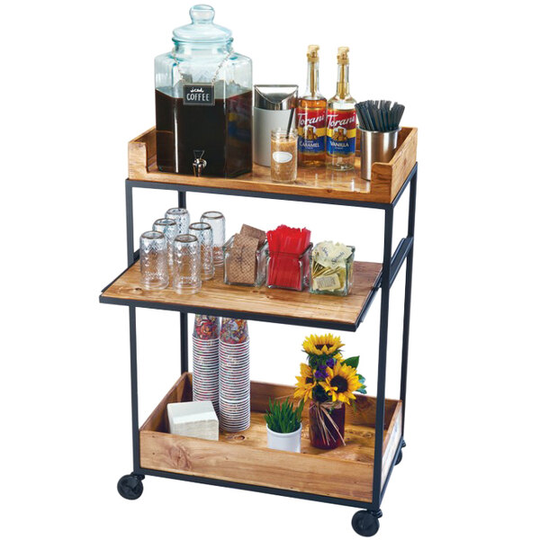 Cal-Mil 3461-99 Madera Rustic Pine 3-Tier Beverage Cart - 31" x 20 1/4" x 39 1/4"