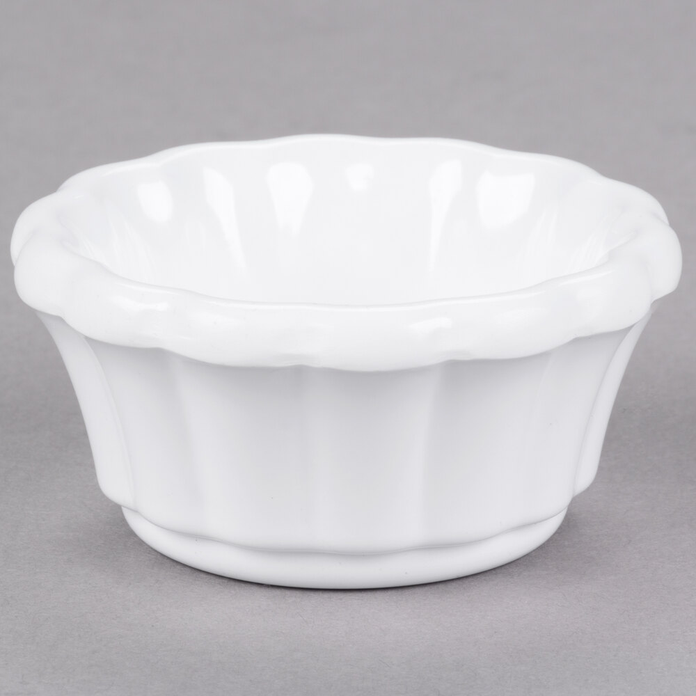 Carlisle 4394202 1 oz. White Scalloped Melamine Ramekin - 48/Case