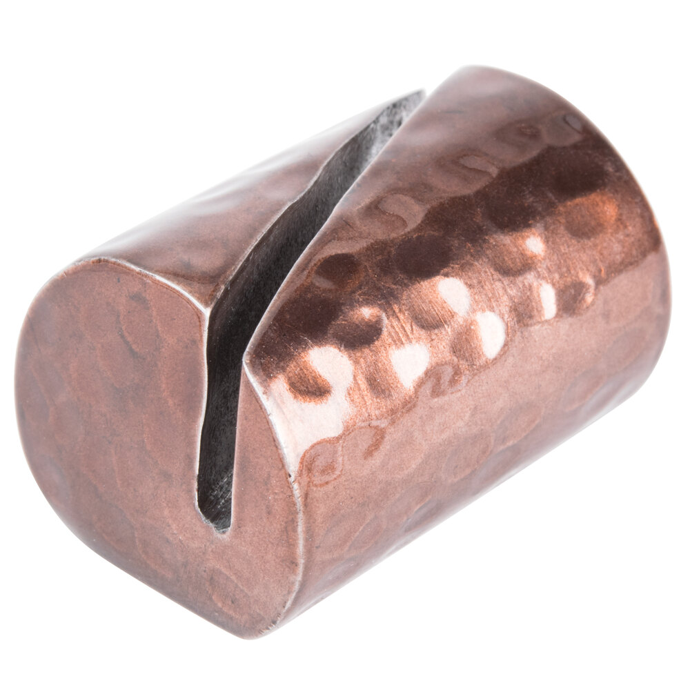 American Metalcraft Angled Cut Cylinder Hammered Copper Card Holder