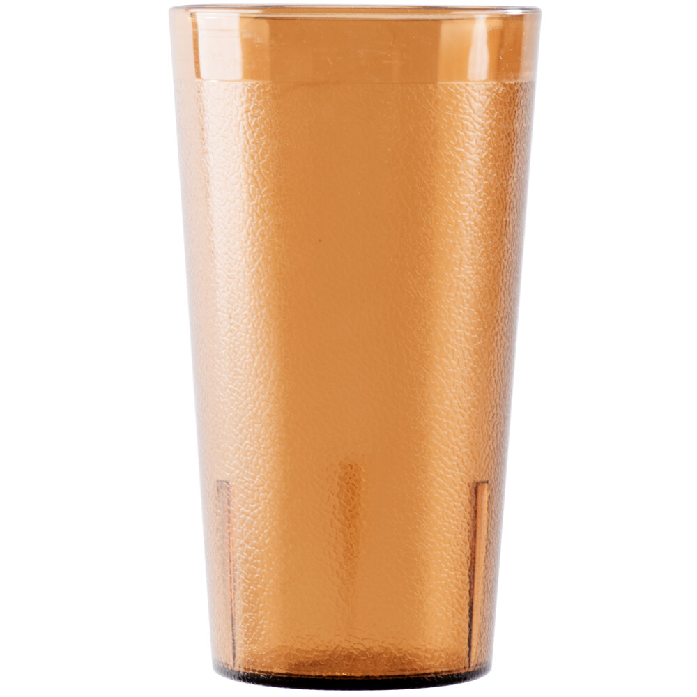 Cambro 1600P153 Colorware 16.4 oz. Amber Customizable SAN Plastic Tumbler - 6/Pack