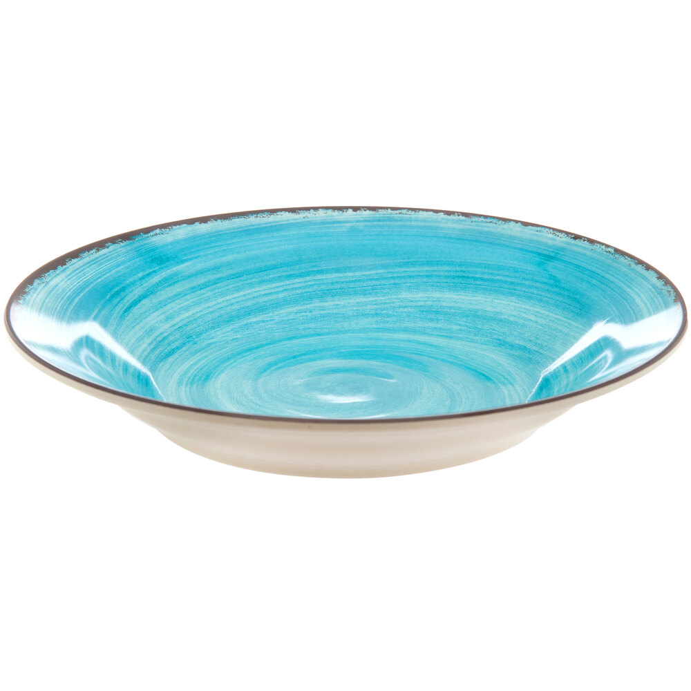 Carlisle 5400315 Mingle 28.5 oz. Aqua Melamine Rimmed Soup Bowl - 6/Case