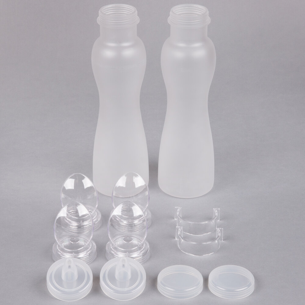 GET SDB-32-PC-2 Two-Pack 32 oz. Polycarbonate Salad Dressing / Juice Bottle and Lid Set