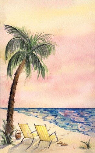 Choice 8 1/2" x 11" Menu Paper - Tropical Themed Palm Tree Design Cover - 100/Pack