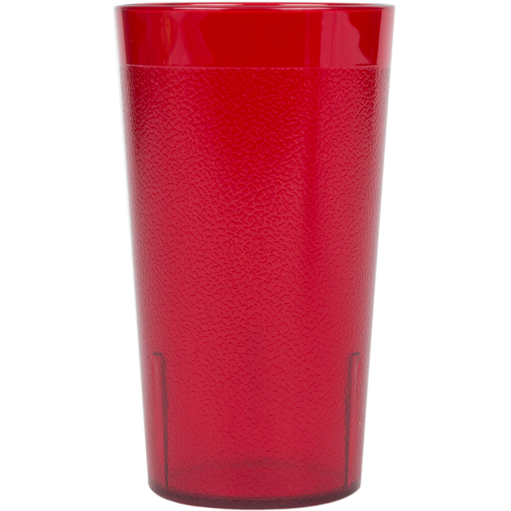 Cambro 1200P156 Colorware 12.6 oz. Customizable Ruby Red SAN Plastic Tumbler - 6/Pack
