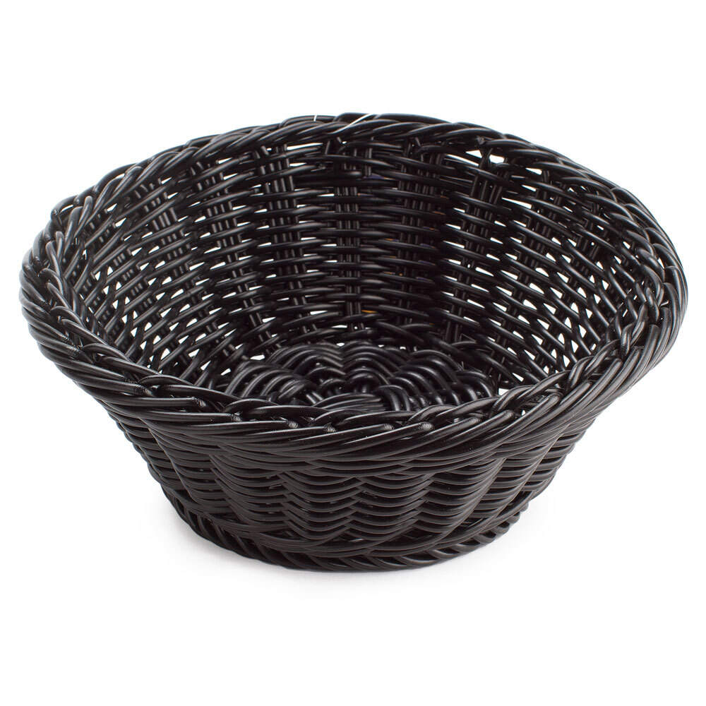 GET WB-1501-BK 9 1/2" x 3 1/2" Designer Polyweave Black Round Basket