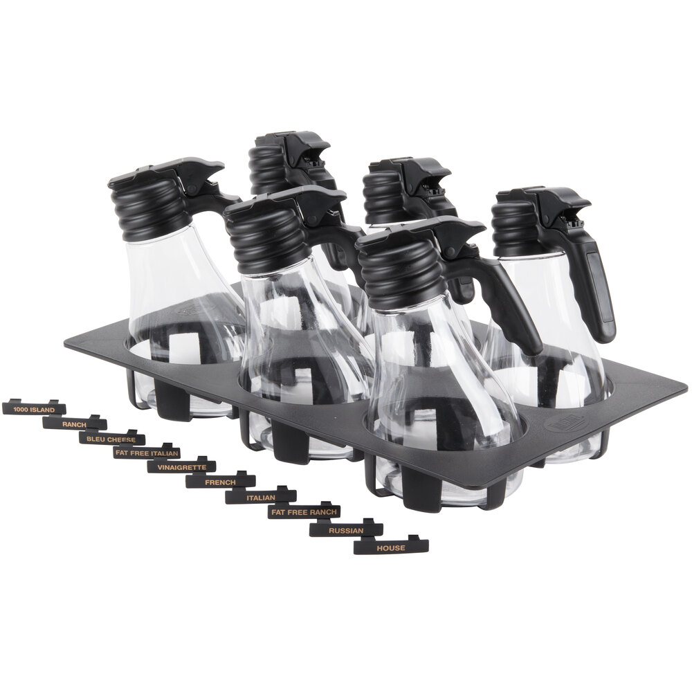 Tablecraft N481BK Tritan™ 48 oz. Dispenser Set with Black Tray