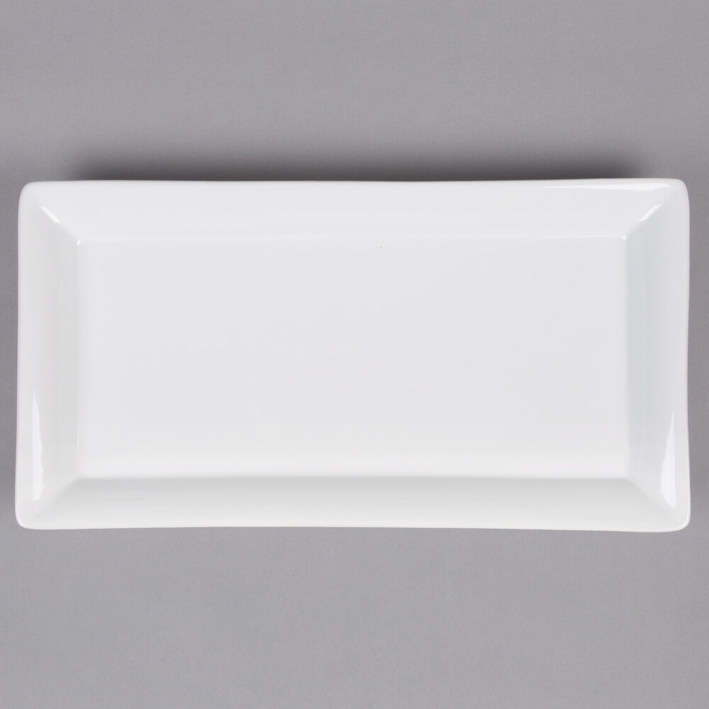 American Metalcraft Prestige CER19 14 1/4" x 7 1/2" White Rectangular Stoneware Platter