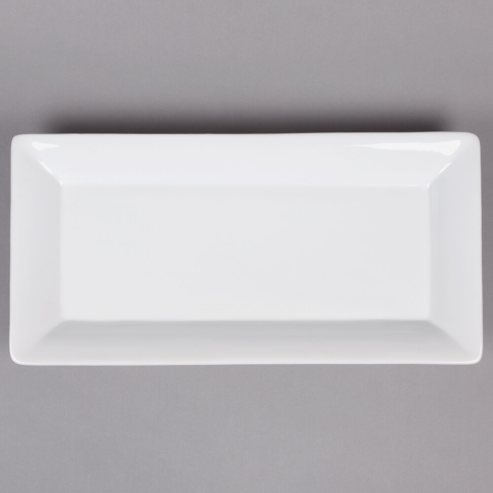 American Metalcraft Prestige CER23 18" x 8 3/4" White Rectangular Stoneware Platter