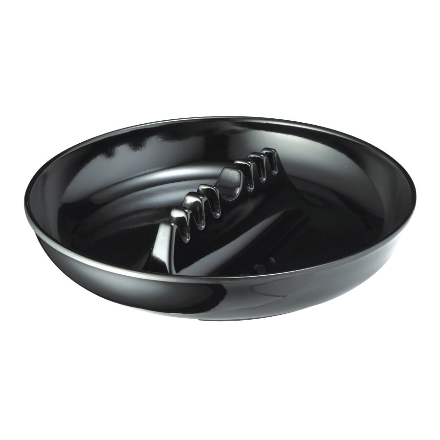 Tablecraft 341B-1 Black Plastic Safety Ashtray - 12/Pack