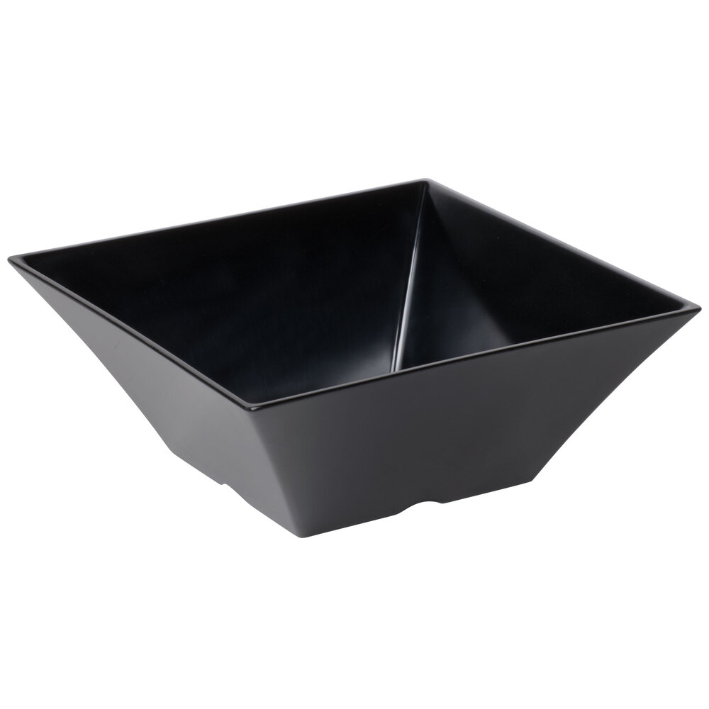 Tablecraft BKMB125 Frostone 6.75 Qt. Black Square Melamine Bowl