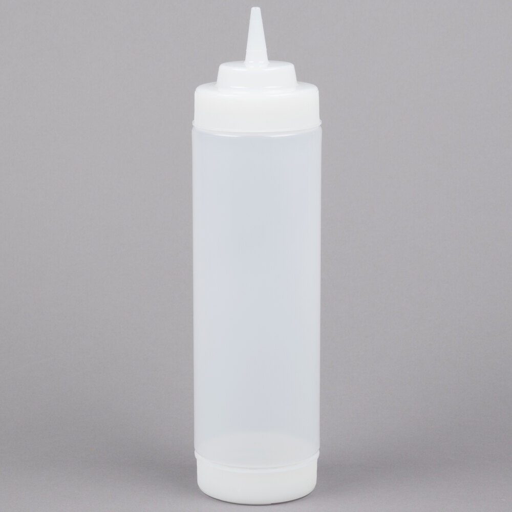 Tablecraft 12463CF 24 oz. SelecTop Wide Mouth Dualway First In First Out "FIFO" Squeeze Bottle with Cone Tip Opening - 12/Pack