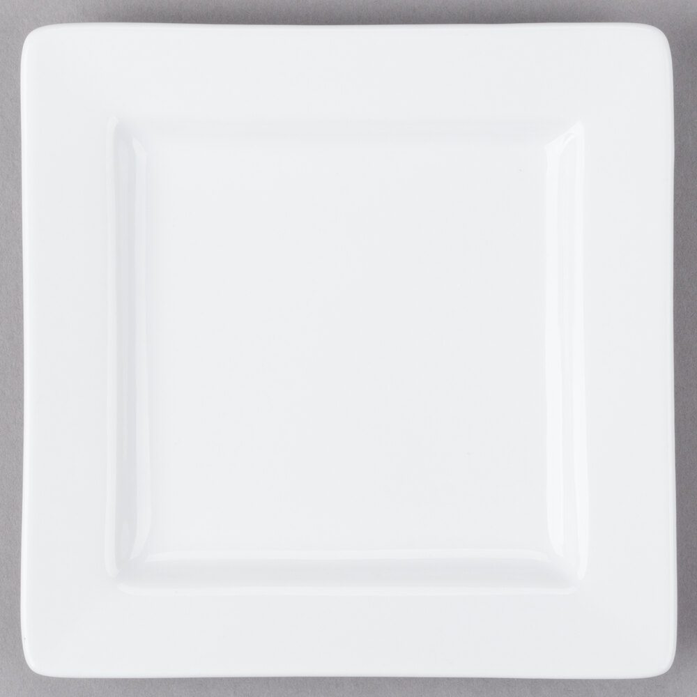 Libbey Slate 6 1/4" Ultra Bright White Wide Rim Square Porcelain Plate - 36/Case