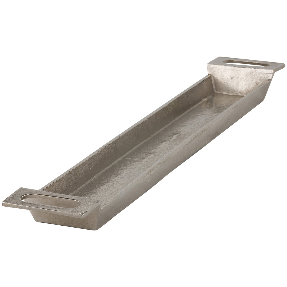 10 Strawberry Street CRK-27RECHNDPLTR-NKL Creek 27 1/2" x 4 1/4" Nickel Rectangle Handled Platter