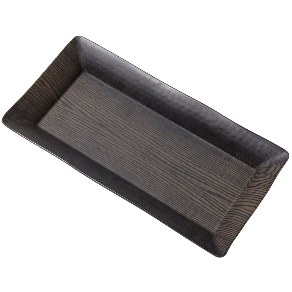 American Metalcraft WMEL21 21" x 13" Rectangular Walnut Melamine Platter