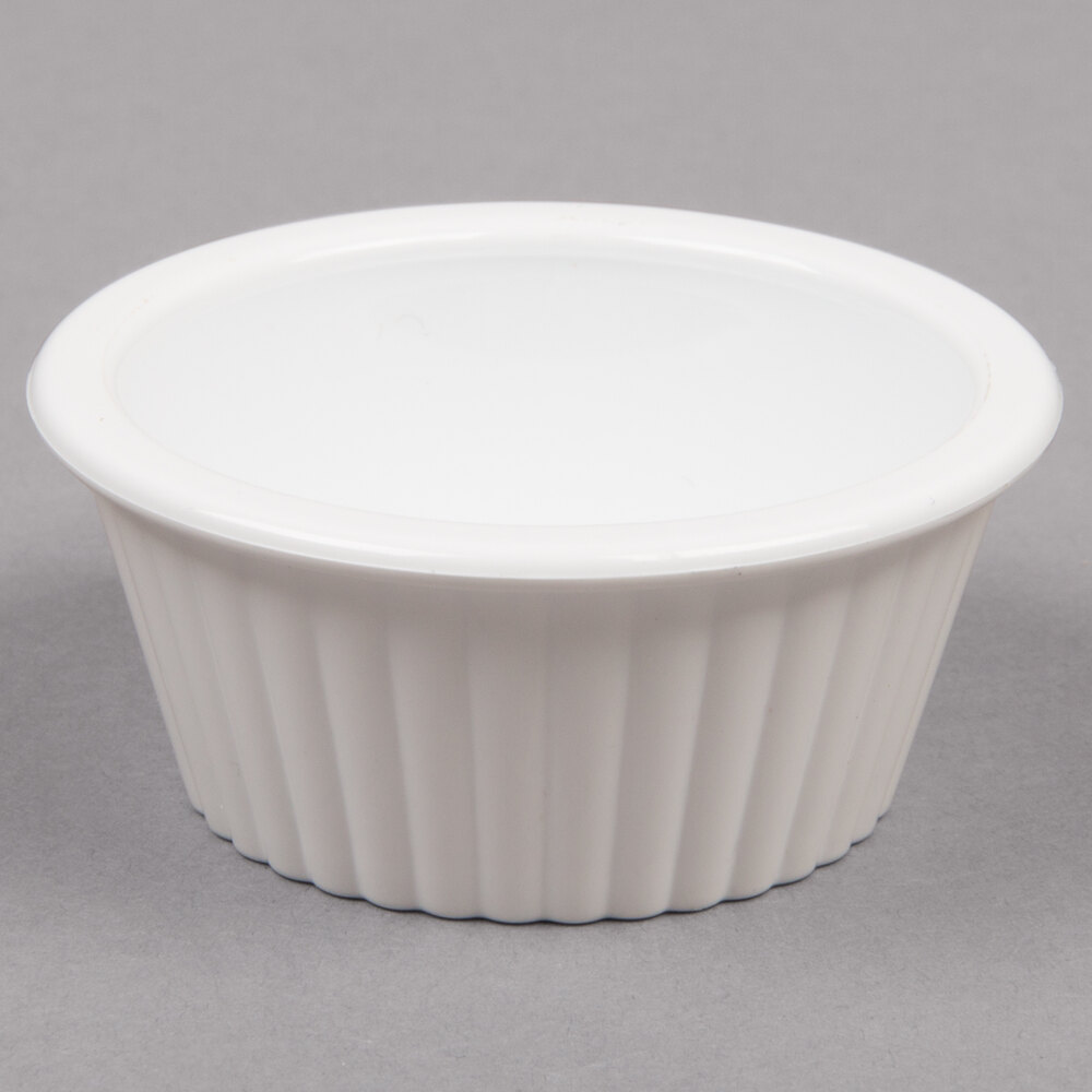 Carlisle 084302 1 oz. White Fluted Plastic Ramekin - 48/Case