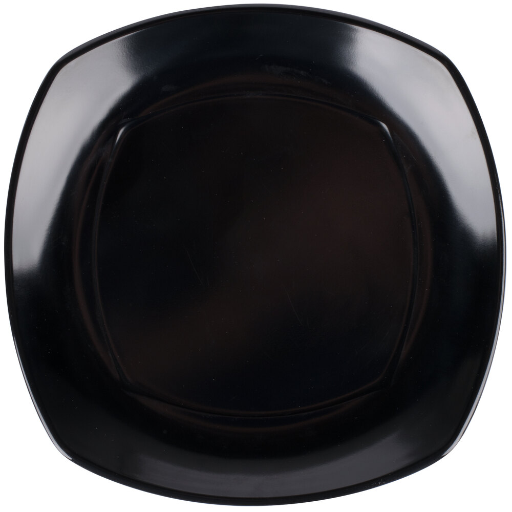 Carlisle 4330603 Upturned Corner 9 1/2" Black Square Melamine Plate - 48/Case