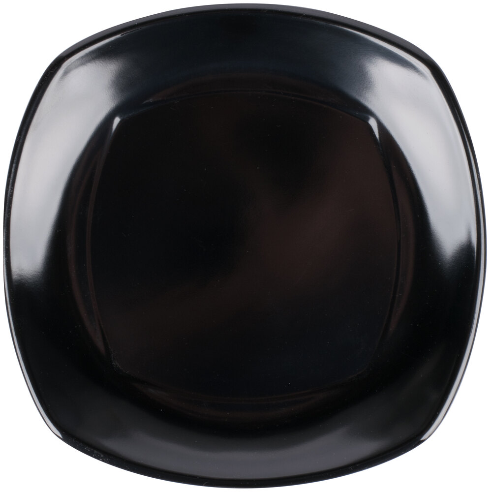 Carlisle 4330803 Upturned Corner 8" Black Square Melamine Plate - 48/Case