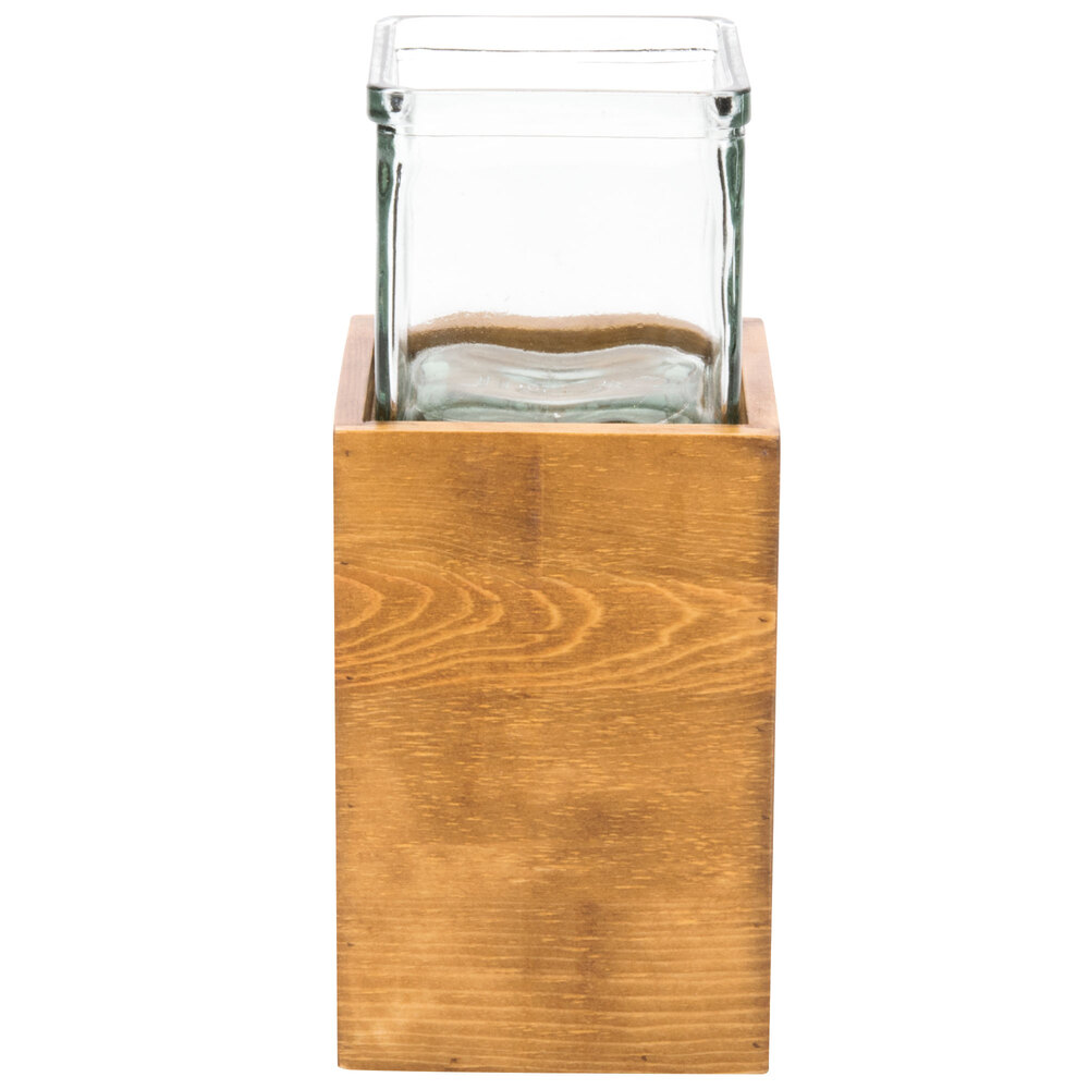 Cal-Mil 3427-7-99 Madera Rustic Pine Riser with Jar - 4 1/4" x 4 1/4" x 7"