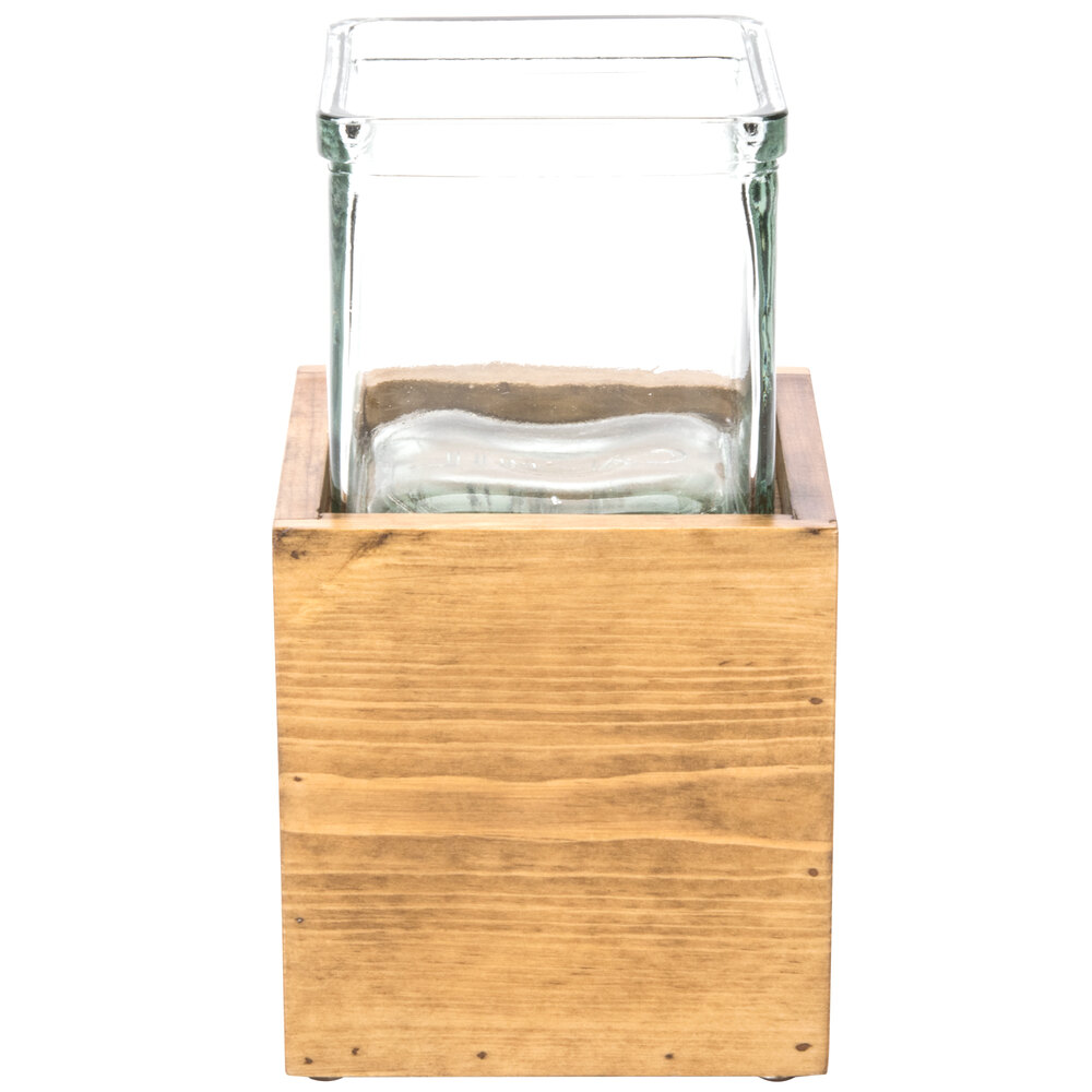 Cal-Mil 3427-5-99 Madera Rustic Pine Riser with Jar - 4 1/4" x 4 1/4" x 5"